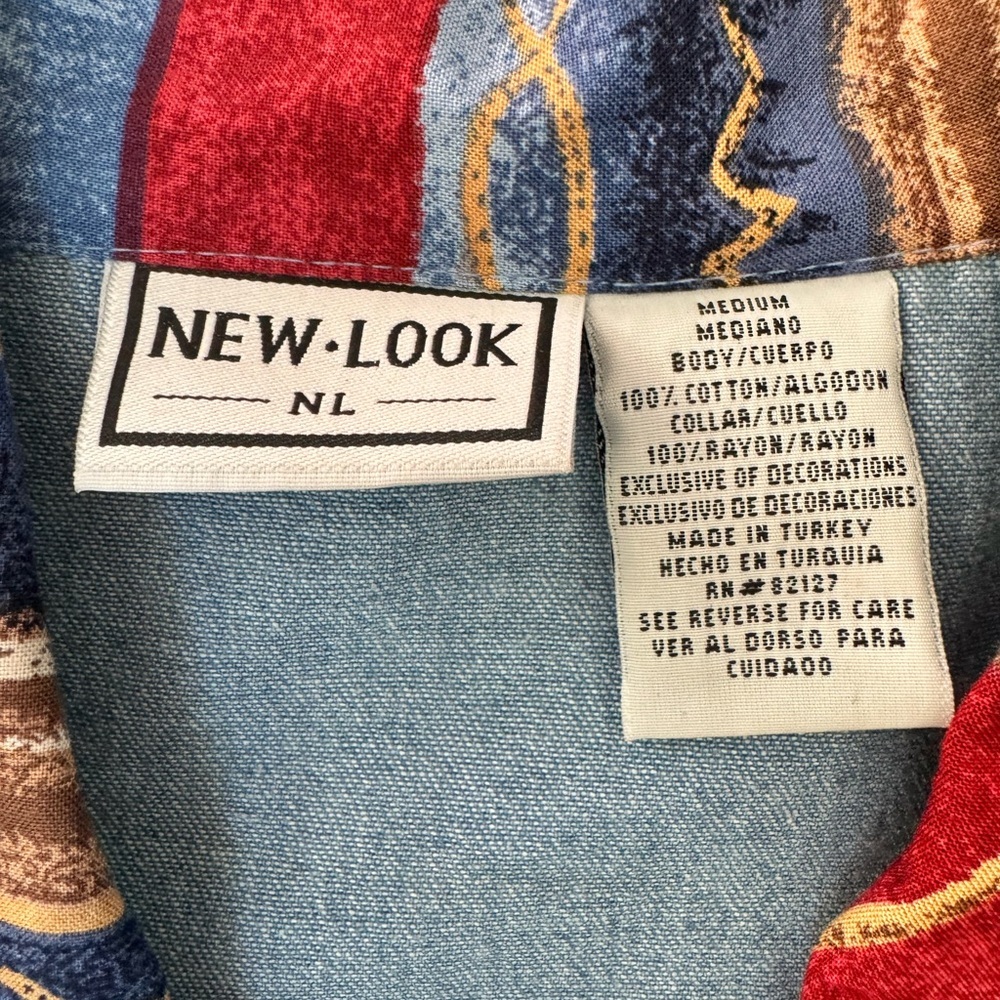 Vintage 90s Southwestern Denim Vest Boho Festival Western Embroidered Crop Med - Picture 7 of 7